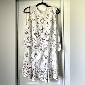 White, eyelet, above the knee length dress from BCBG maxazria
